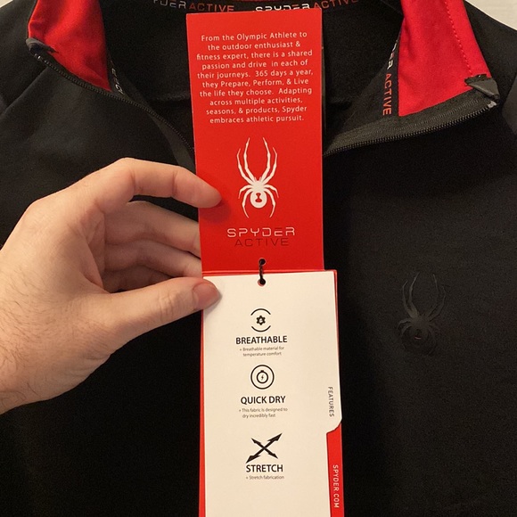 Spyder 1/4 zip men’s black long sleeve top - size small - Picture 10 of 11